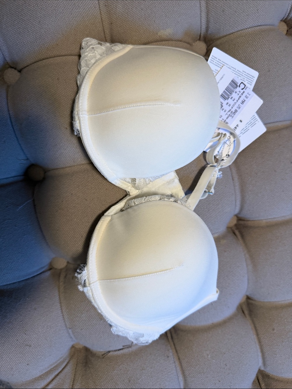 La Perla Cream Lace-Trim Push-Up Bra